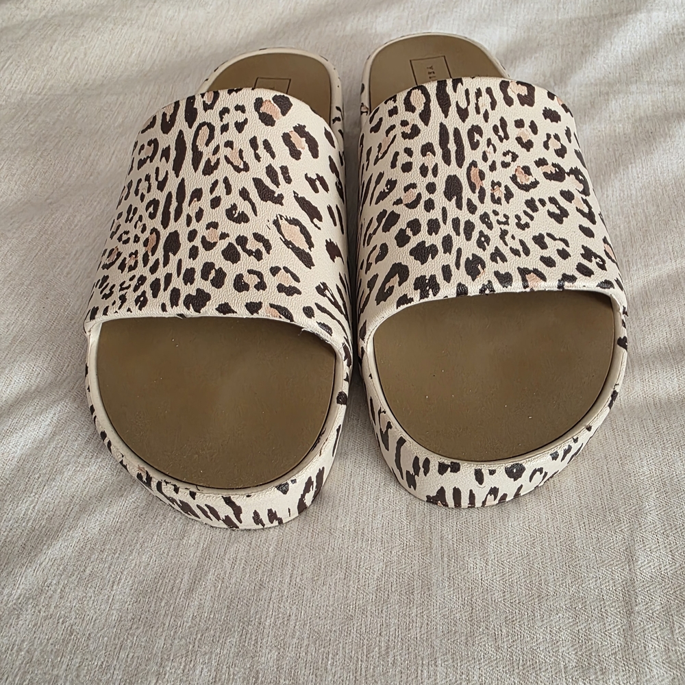 New Yellow Box Animal Print Slide Sandals